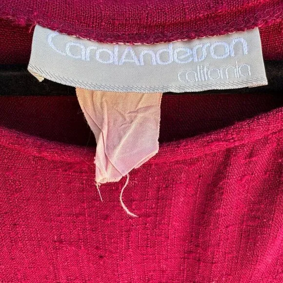 Carol Anderson California Vintage Linen‎ Look 3/4 Sleeve Boat Neck Midi Dress L - Picture 4 of 8